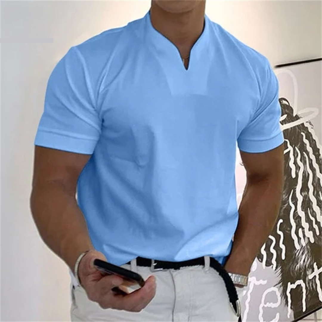 T-Shirt Herren | Slim Fit mit V-Ausschnitt & cleaner Uni-Optik