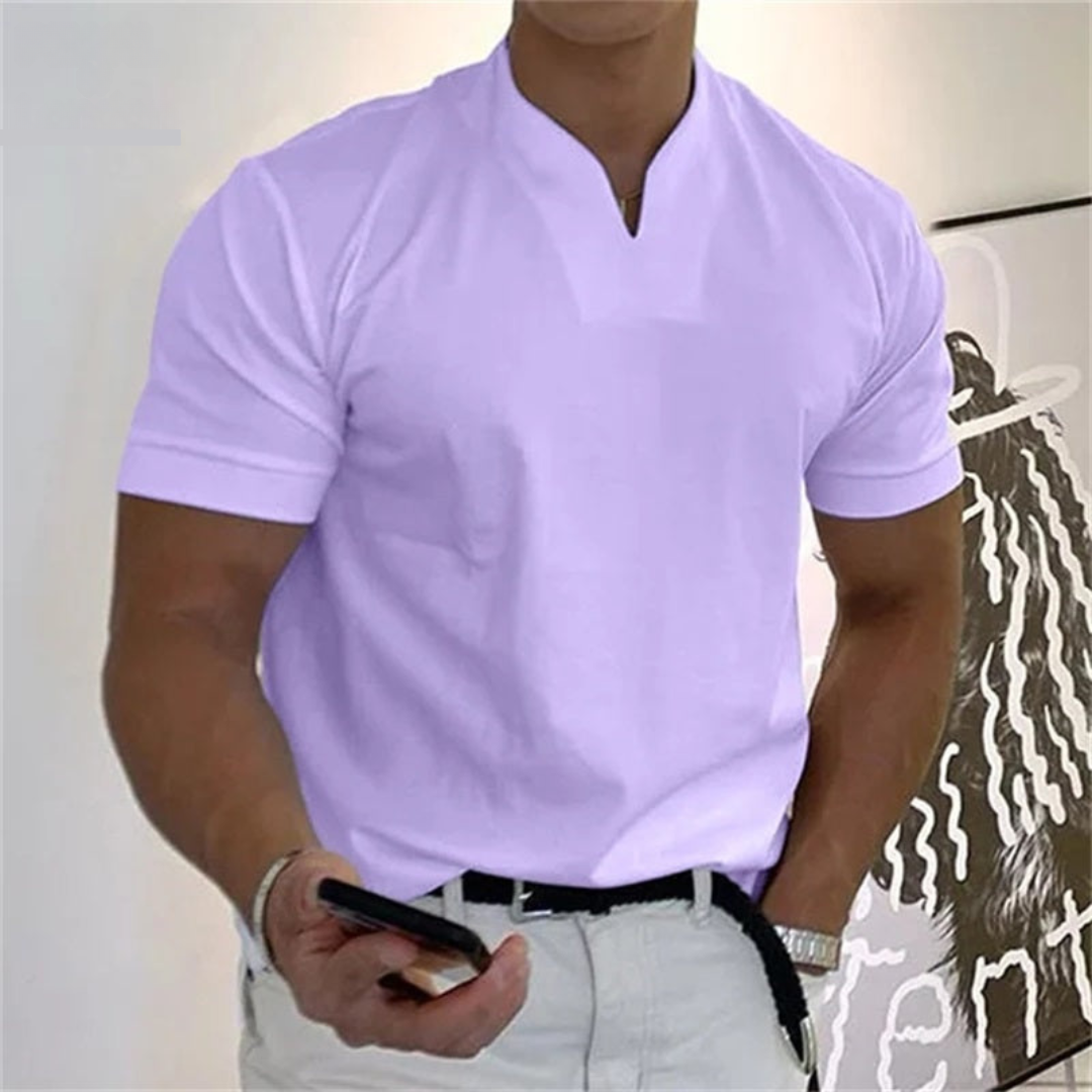 T-Shirt Herren | Slim Fit mit V-Ausschnitt & cleaner Uni-Optik