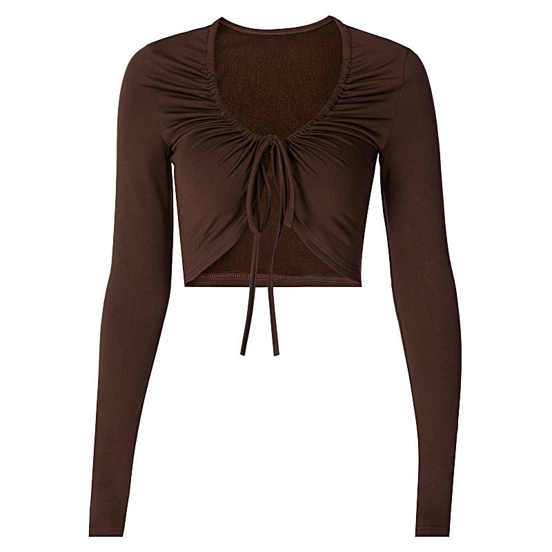 Top Damen | Crop & Körperbetont mit Raffung & Schnürdetail