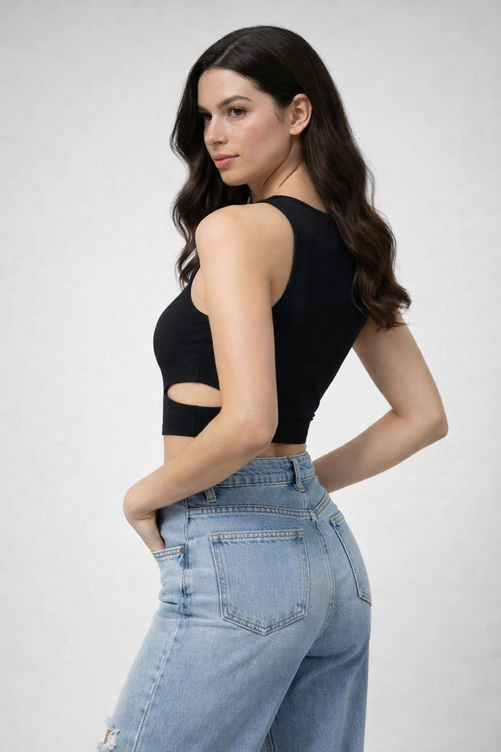 Top Damen | Crop-Top mit Cut-Out-Detail & Racerback-Schnitt