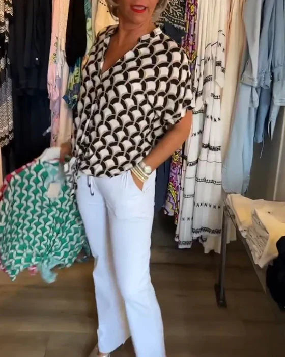 Top Damen | Geometrischer Print & Stilvoll