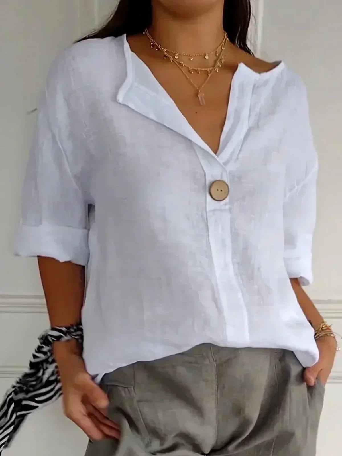 Top Damen | V-Ausschnitt & Locker-Eleganter Schnitt