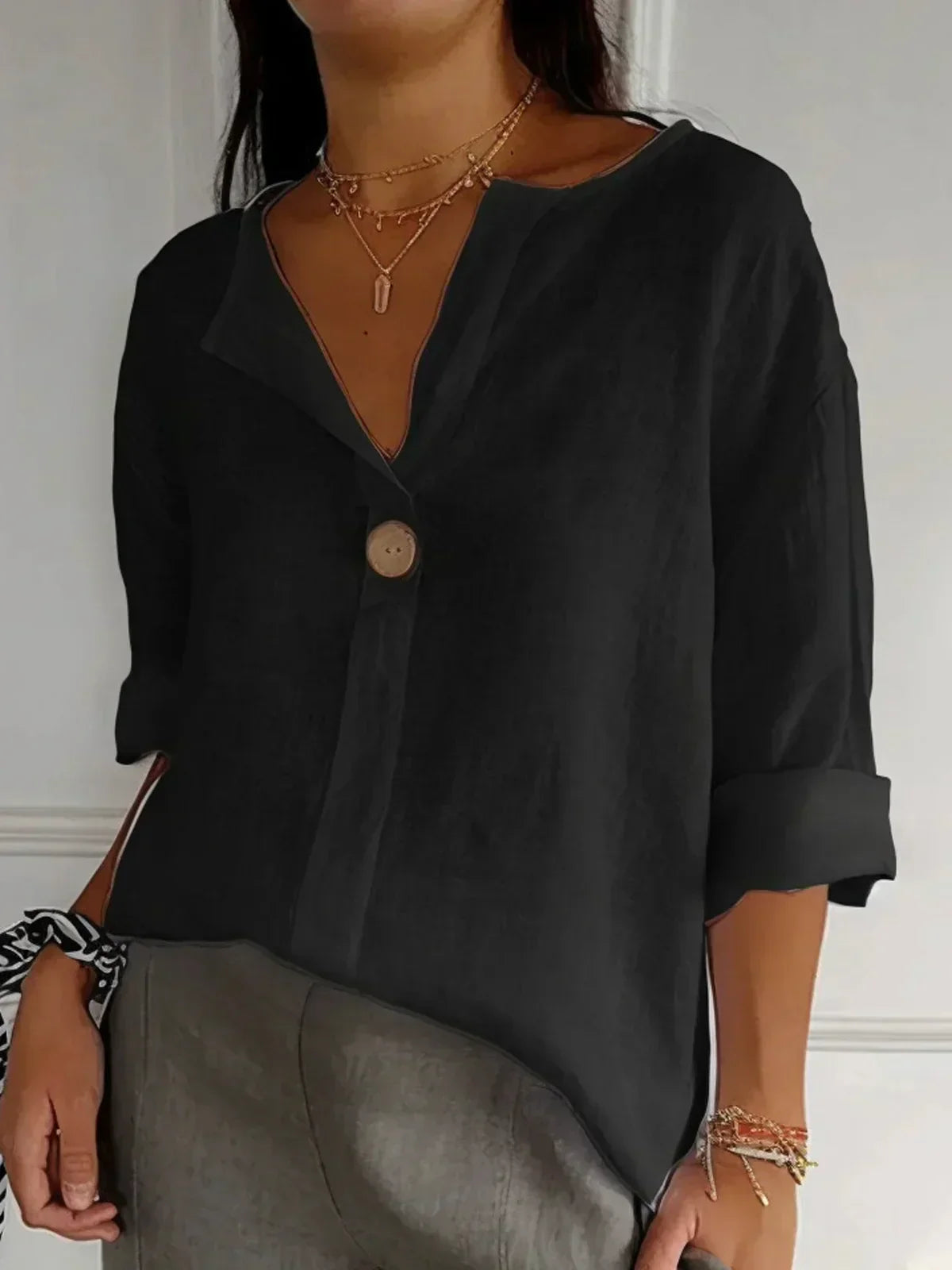 Top Damen | V-Ausschnitt & Locker-Eleganter Schnitt