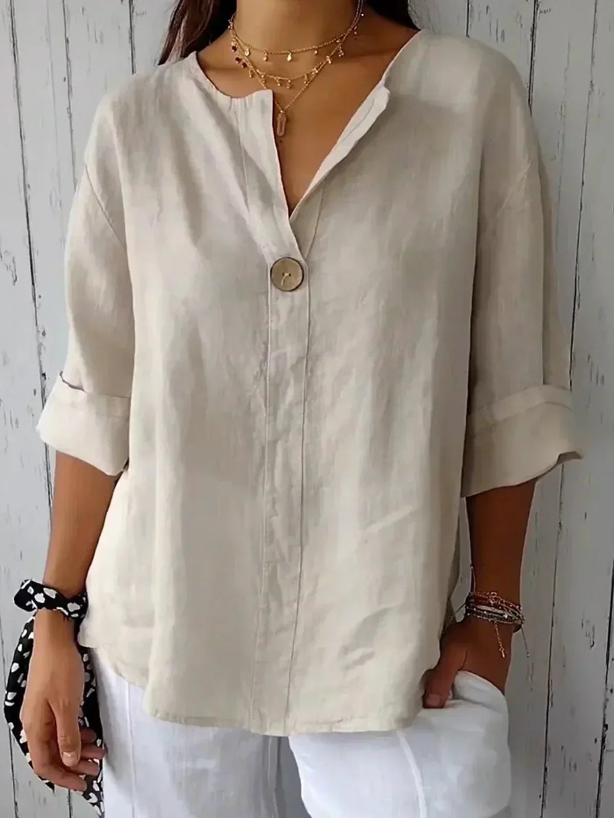 Top Damen | V-Ausschnitt & Locker-Eleganter Schnitt
