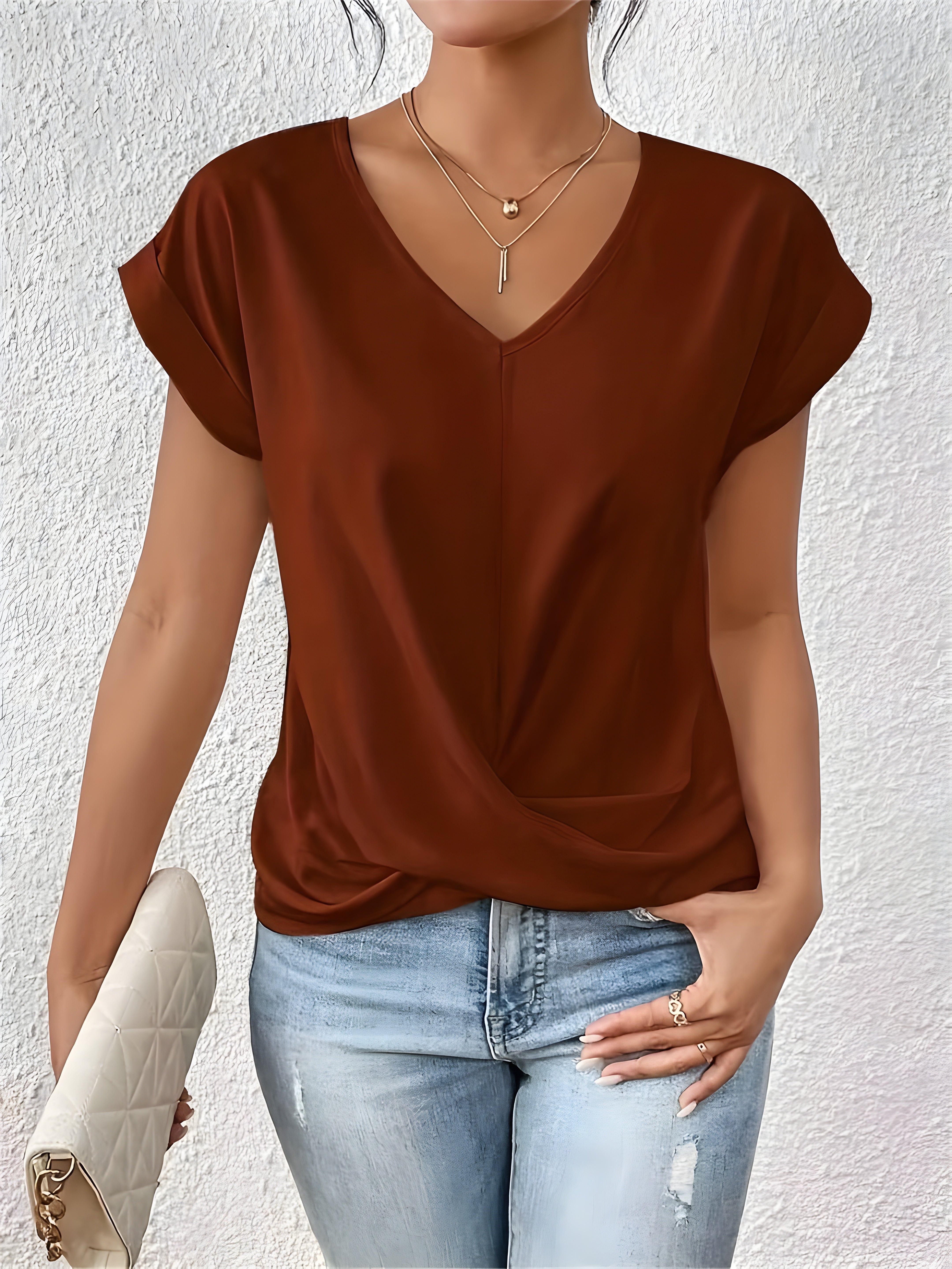 Top Damen V-Ausschnitt | Twist-Front für schmeichelnde Figur