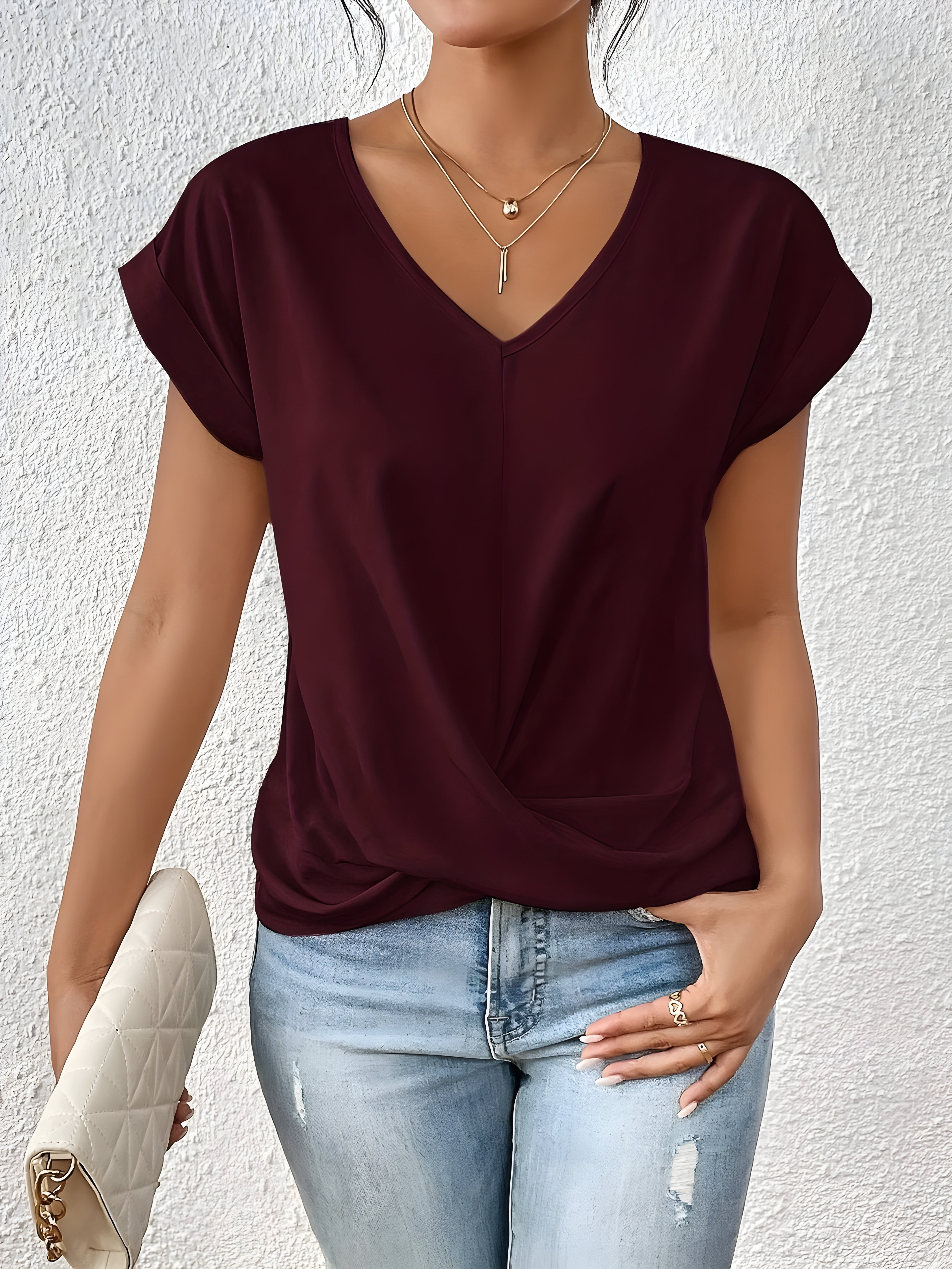 Top Damen V-Ausschnitt | Twist-Front für schmeichelnde Figur