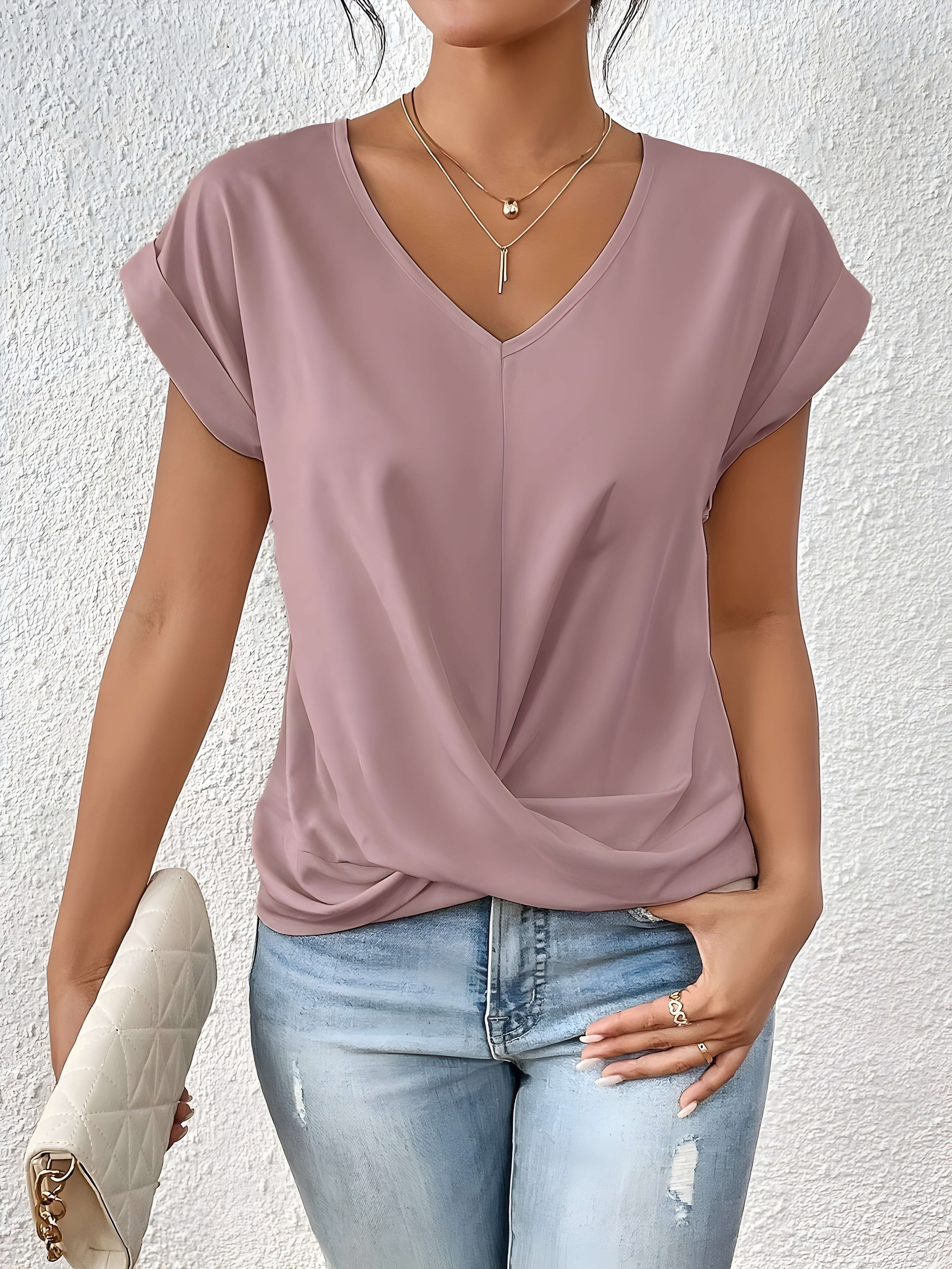 Top Damen V-Ausschnitt | Twist-Front für schmeichelnde Figur