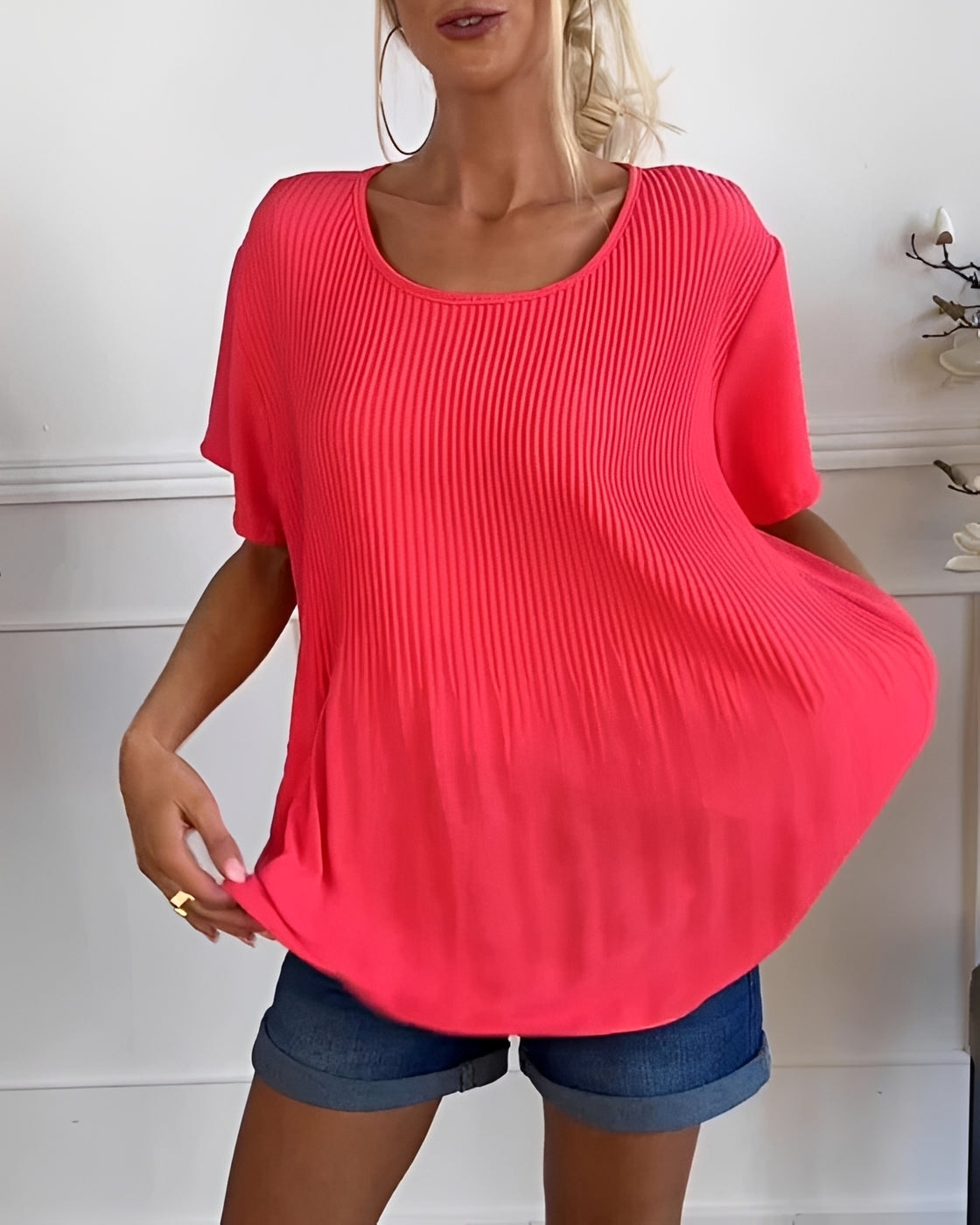 Top Damen mit Plissee-Struktur | Lässiger Oversize-Look für den Sommer