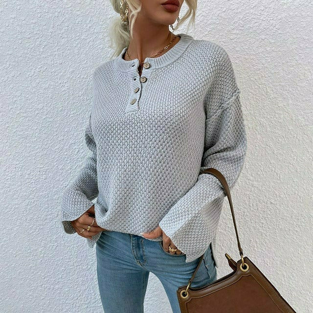 Trendiger Strickpullover mit V-Ausschnitt