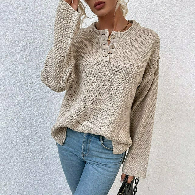 Trendiger Strickpullover mit V-Ausschnitt