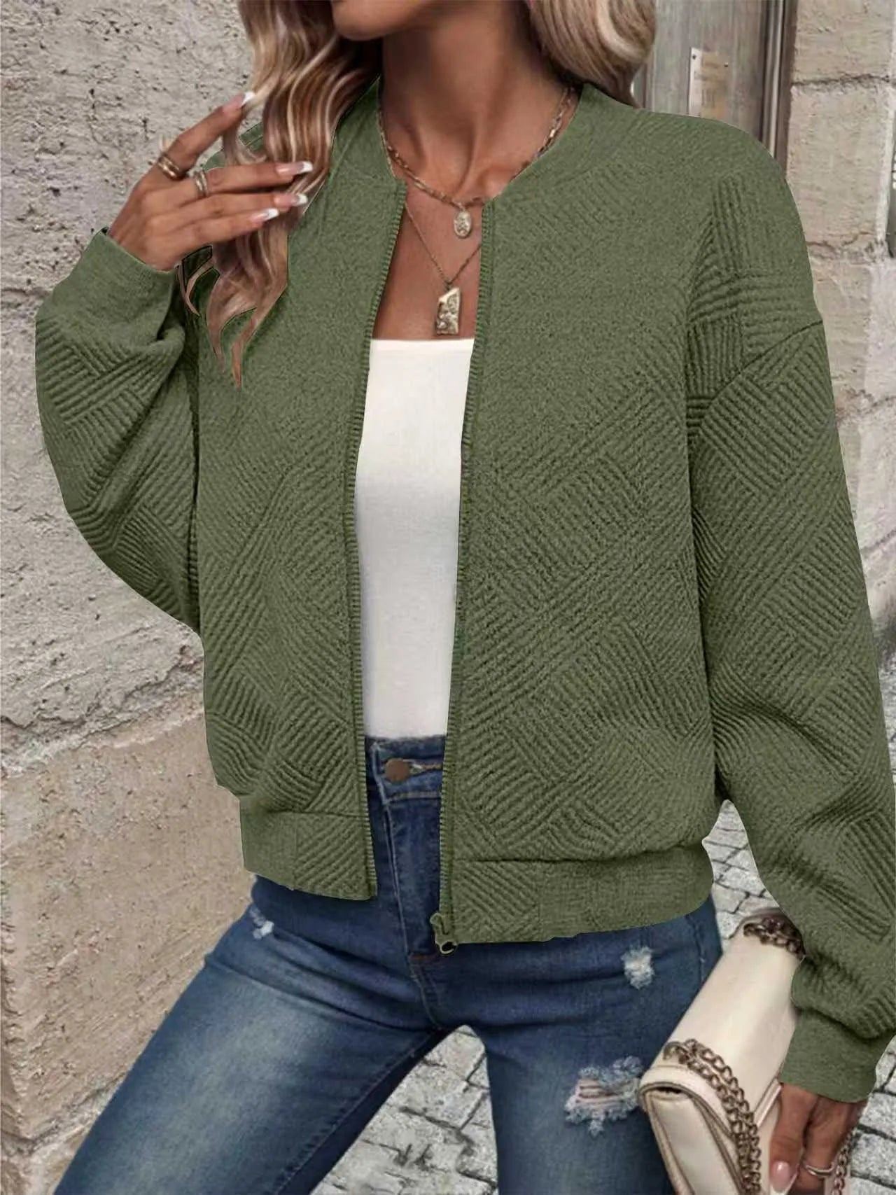 Übergangsjacke Damen | Struktur-Optik & Zipper für Komfort