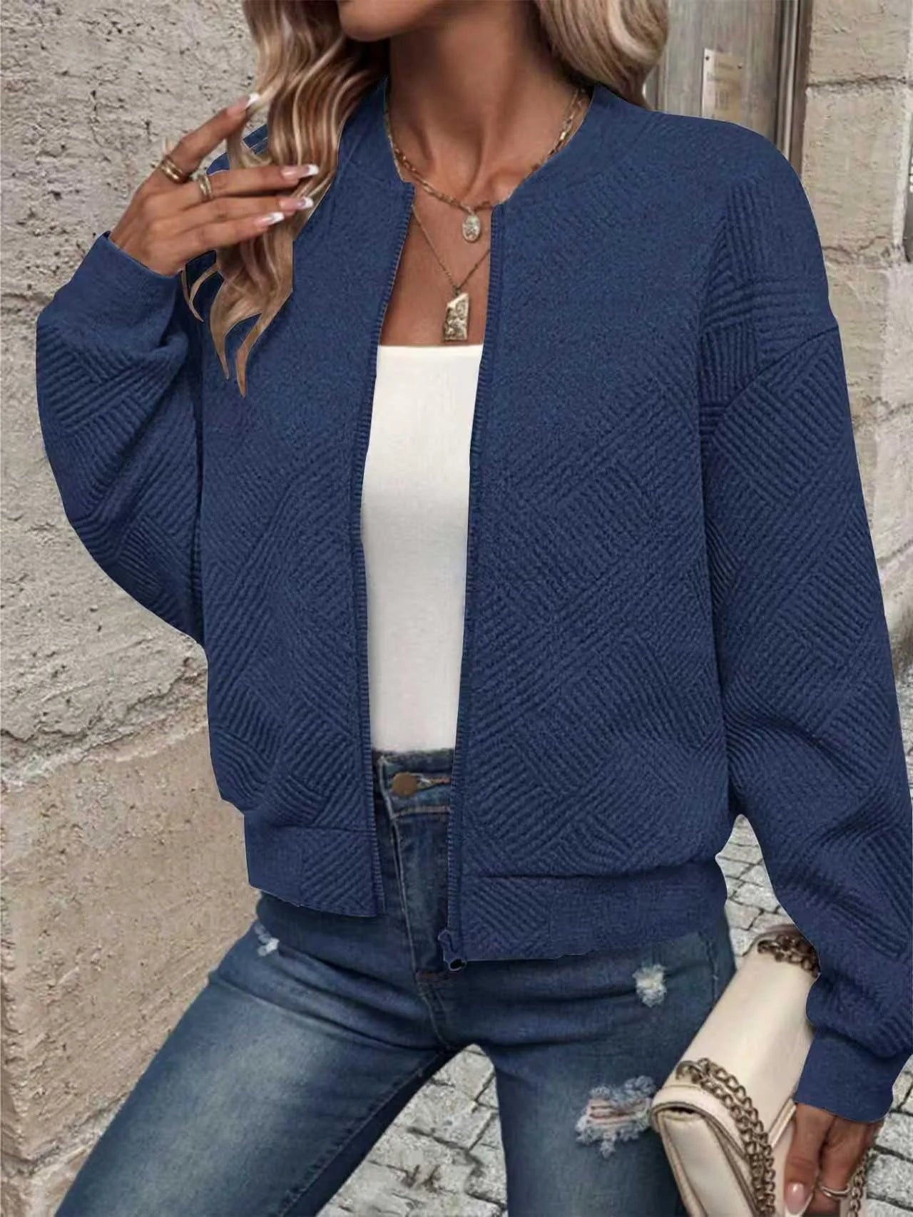 Übergangsjacke Damen | Struktur-Optik & Zipper für Komfort