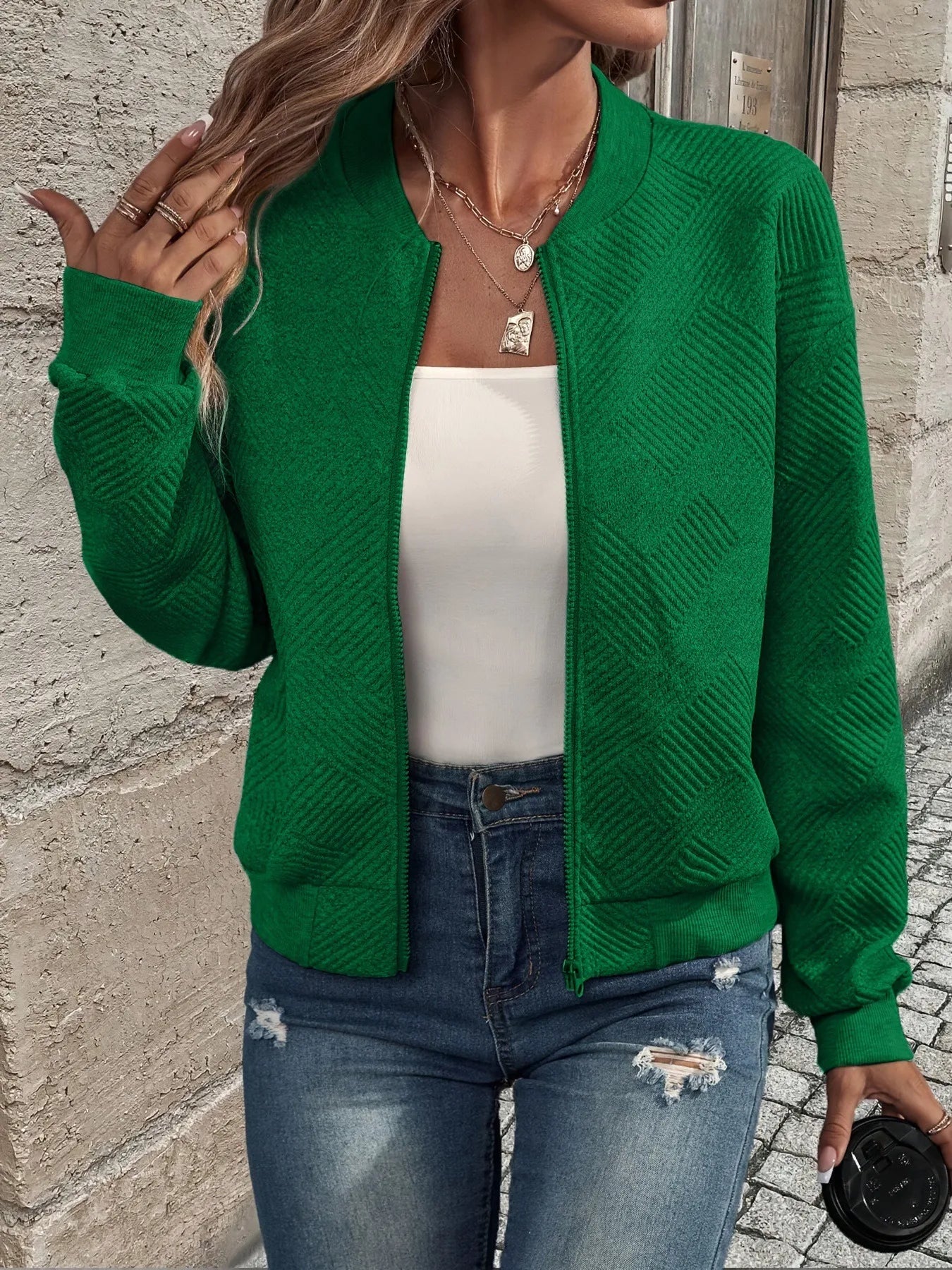 Übergangsjacke Damen | Struktur-Optik & Zipper für Komfort