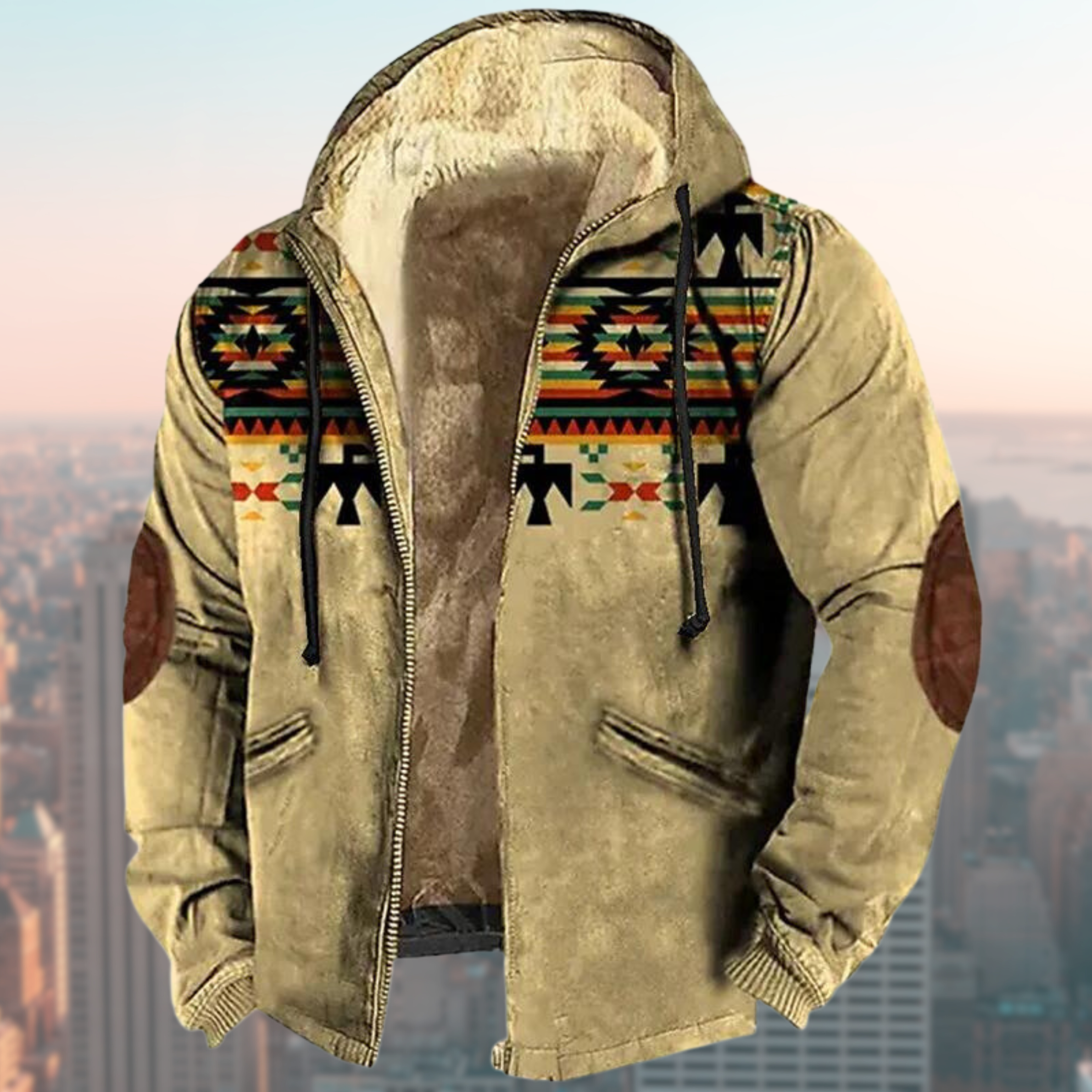 Übergangsjacke Herren | Herren Kapuzenjacke | Markantes Tribal-Design & hoher Komfort
