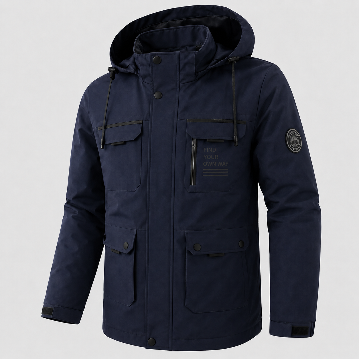 Übergangsjacke Herren | Steppjacke Herren mit Kapuze | Windschutz & große Taschen