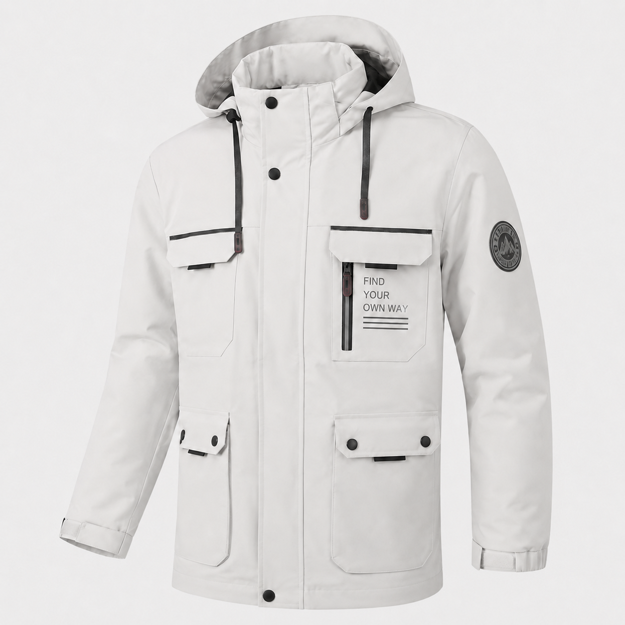 Übergangsjacke Herren | Steppjacke Herren mit Kapuze | Windschutz & große Taschen
