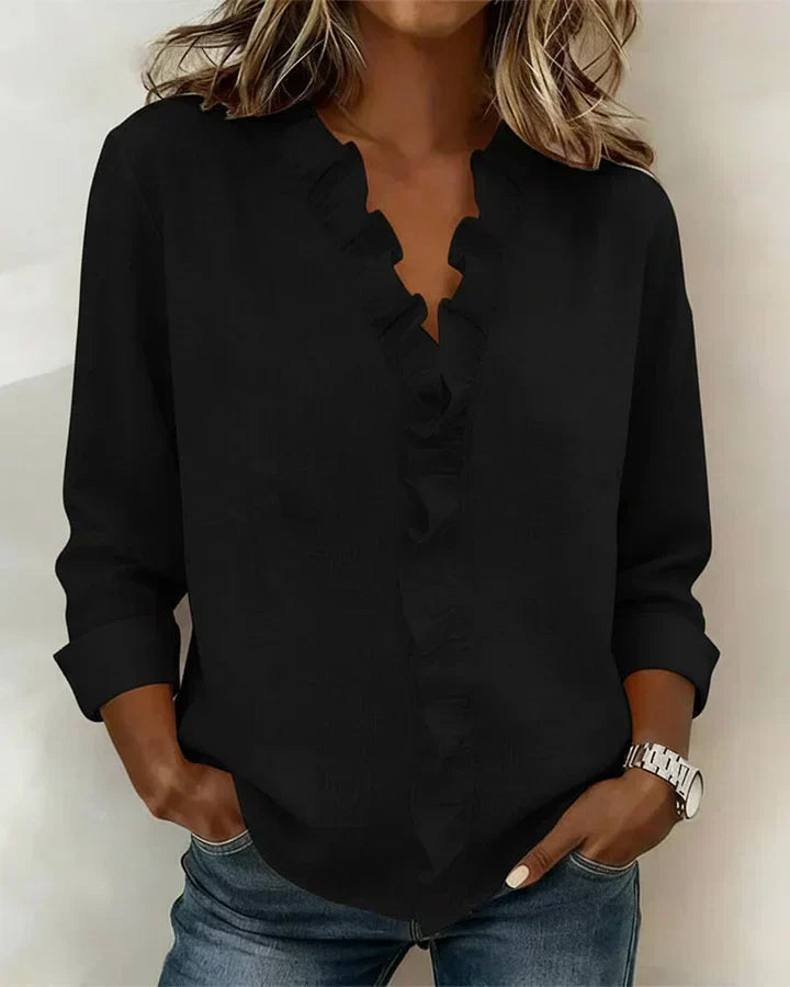 V-Ausschnitt Bluse Damen | Rüschen & Femininer Stil