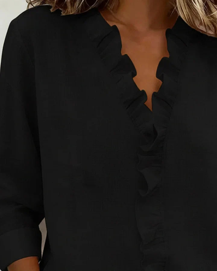 V-Ausschnitt Bluse Damen | Rüschen & Femininer Stil