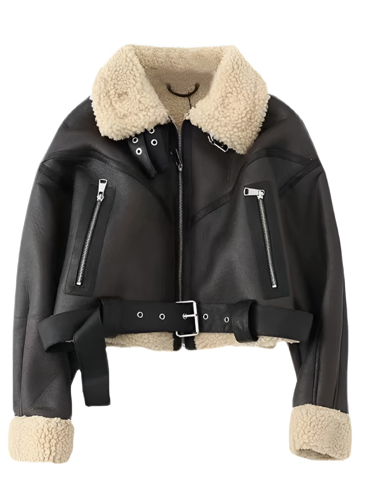 Veronica - Kurz geschnittene Jacke mit Teddyfutter