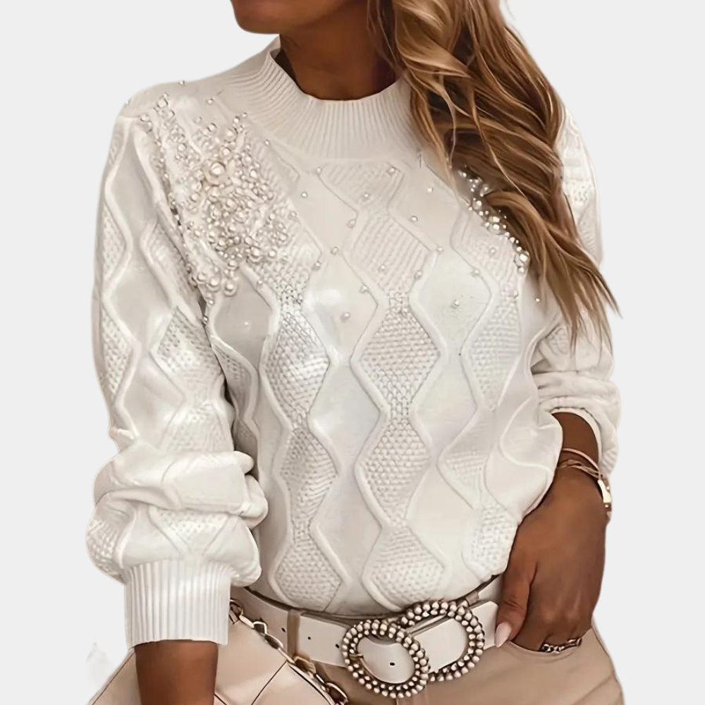 Violet - Damenpullover mit Perlenbesatz