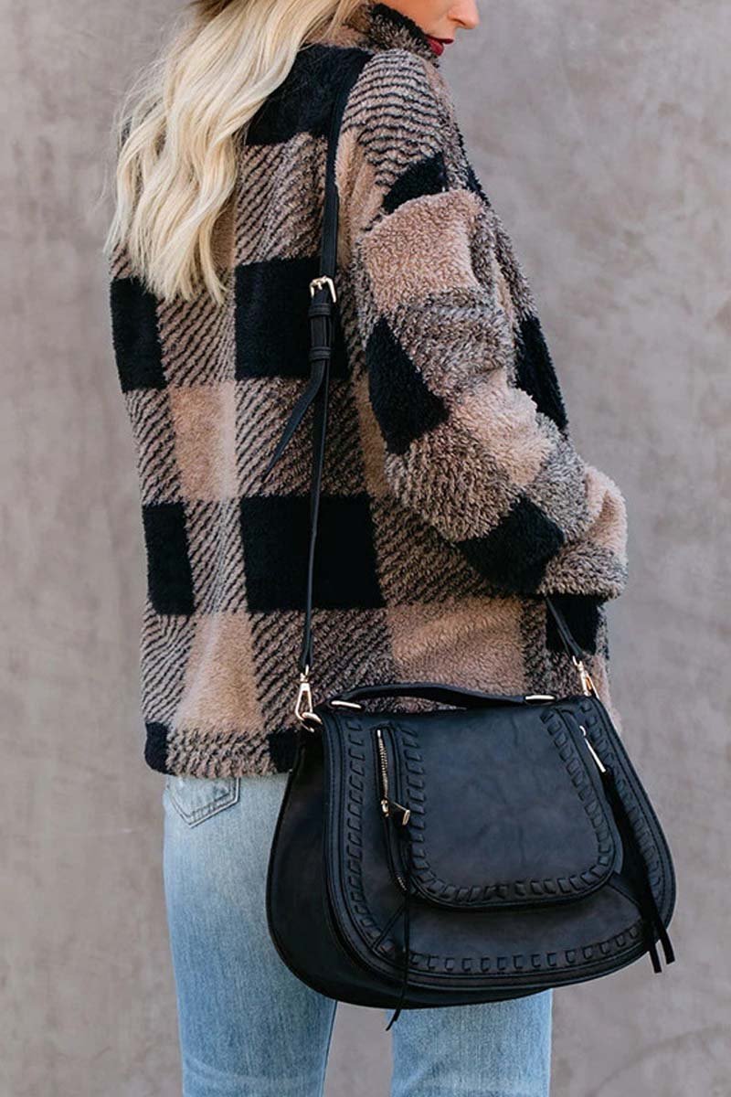 Weiche Fleecejacke mit Karodruck