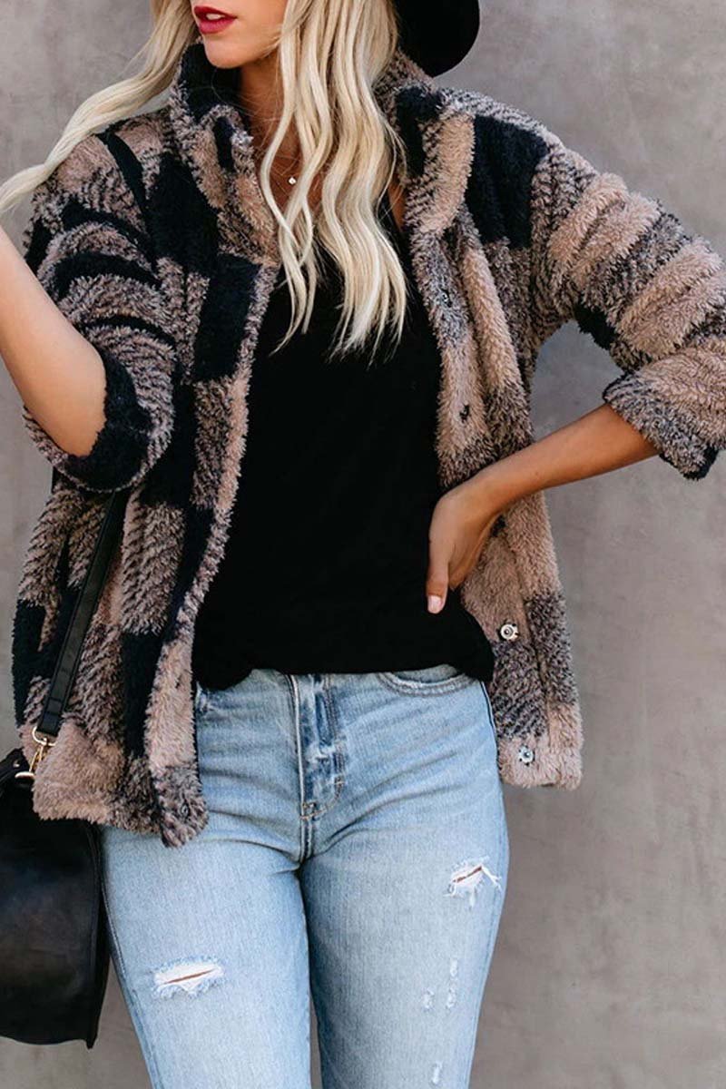 Weiche Fleecejacke mit Karodruck