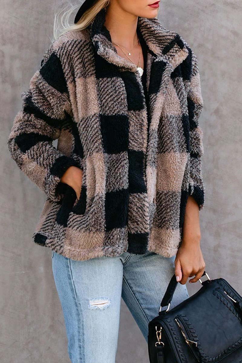 Weiche Fleecejacke mit Karodruck