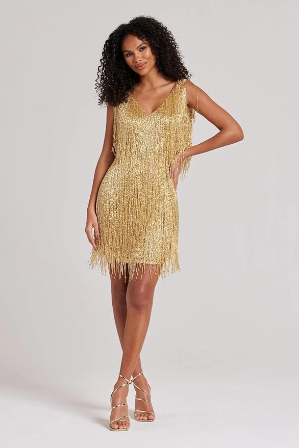 Wickelkleid Damen | Pailletten-Glanz & Bewegte Fransen | Minikleid