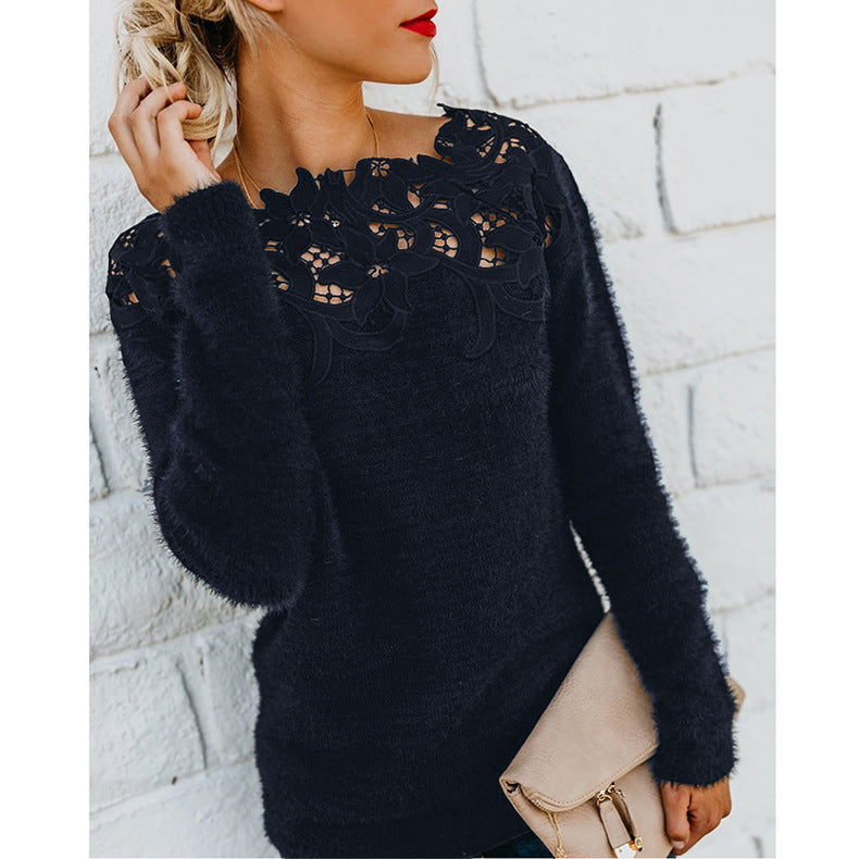 Winterpullover Damen | Spitzenkragen & Feminine Eleganz