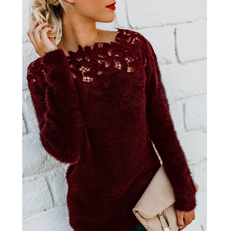 Winterpullover Damen | Spitzenkragen & Feminine Eleganz
