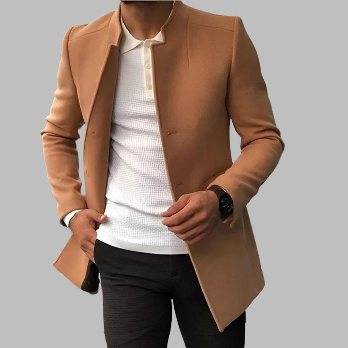 Wollmantel Herren | Schlanke Passform & Stehkragen