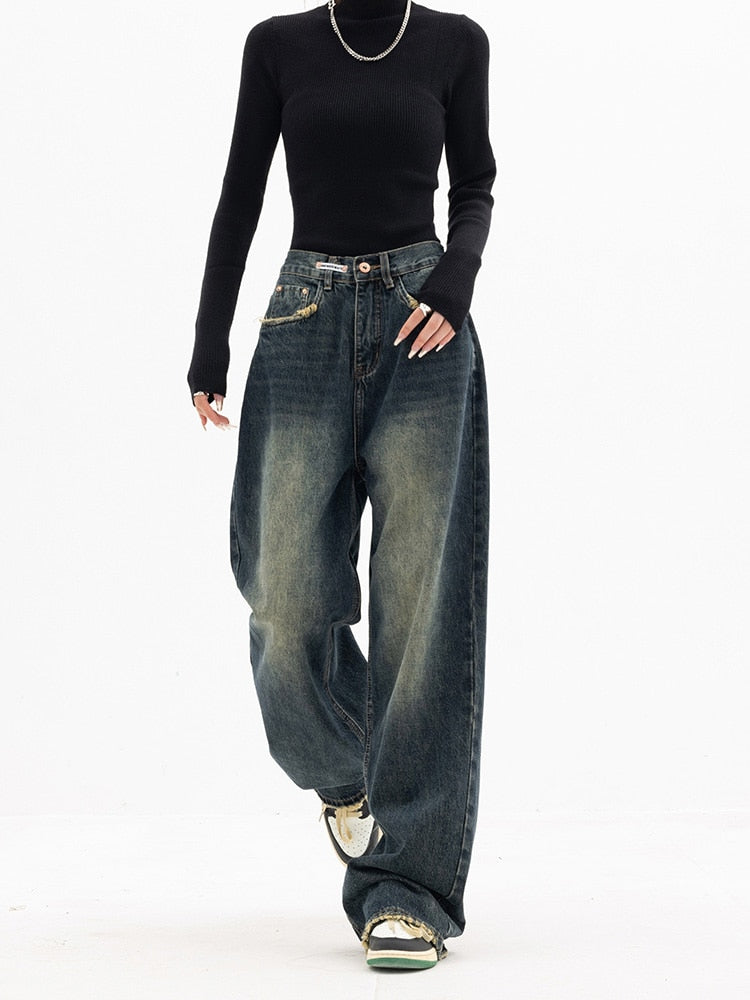 Y2K Jeans - damen vintage Straßenkleidung koreanische baggy-jeans