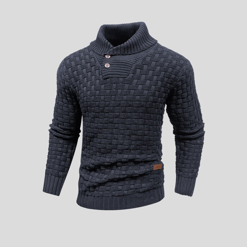 Zed - Modischer Herrenpullover mit Halbem Kragen und Knopfleiste