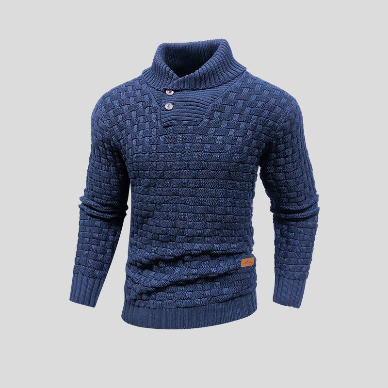 Zed - Modischer Herrenpullover mit Halbem Kragen und Knopfleiste