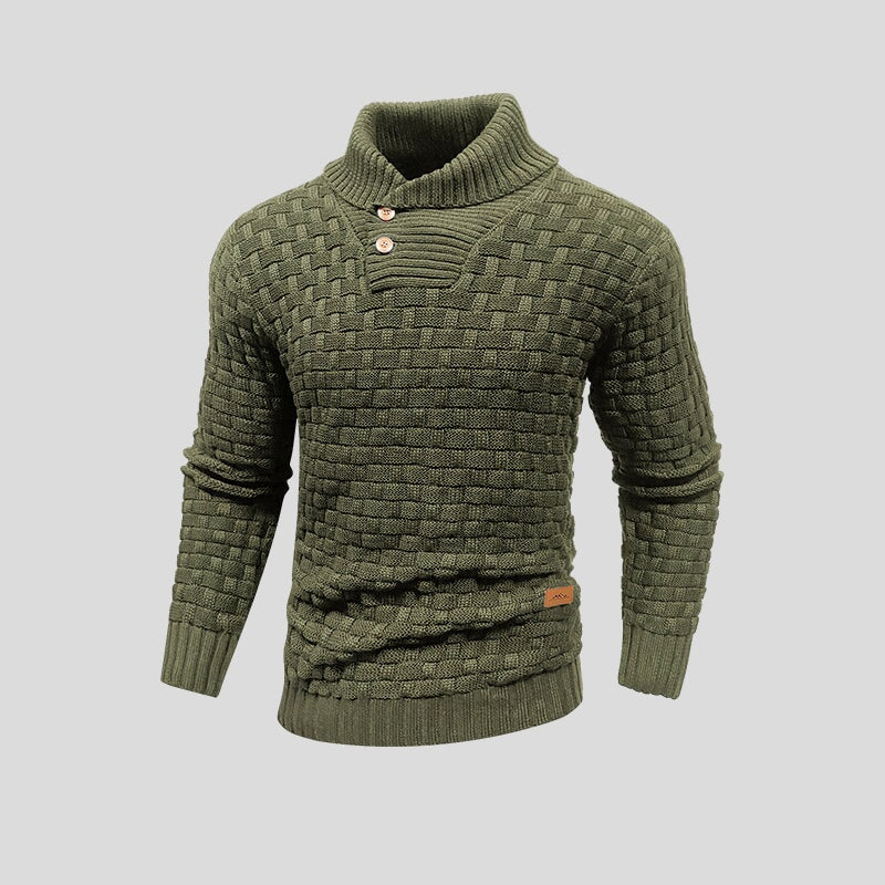 Zed - Modischer Herrenpullover mit Halbem Kragen und Knopfleiste