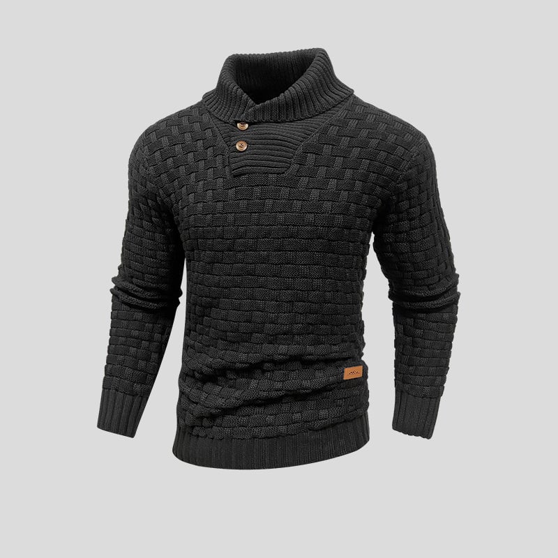 Zed - Modischer Herrenpullover mit Halbem Kragen und Knopfleiste