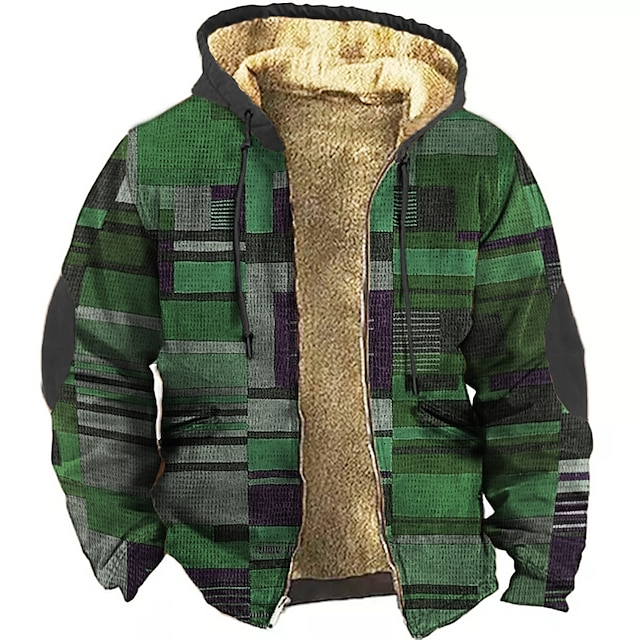 Zip Hoodie Herren | Hoodie Herren mit Reißverschluss | Patchwork-Look & Wärmendes Futter