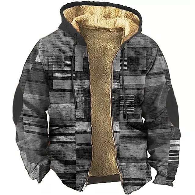 Zip Hoodie Herren | Hoodie Herren mit Reißverschluss | Patchwork-Look & Wärmendes Futter