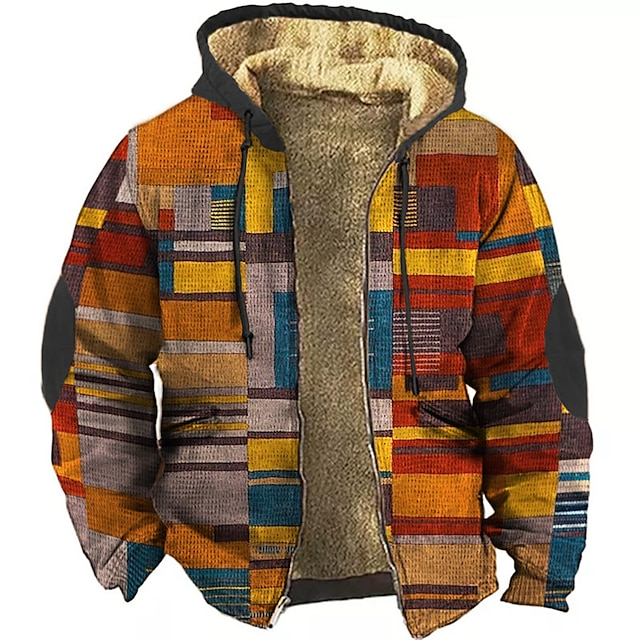 Zip Hoodie Herren | Hoodie Herren mit Reißverschluss | Patchwork-Look & Wärmendes Futter