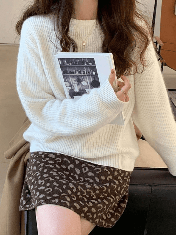 Zoey - Unifarbener Pullover mit Rundhalsausschnitt