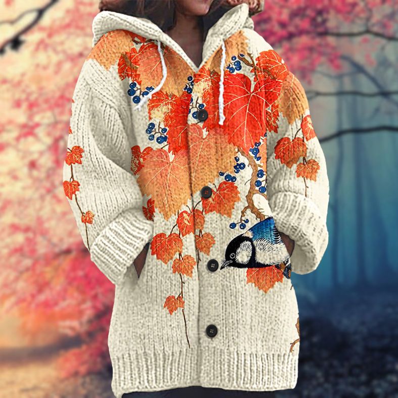 Zoey - Warmer Damenpulli mit Knöpfen und Kapuze