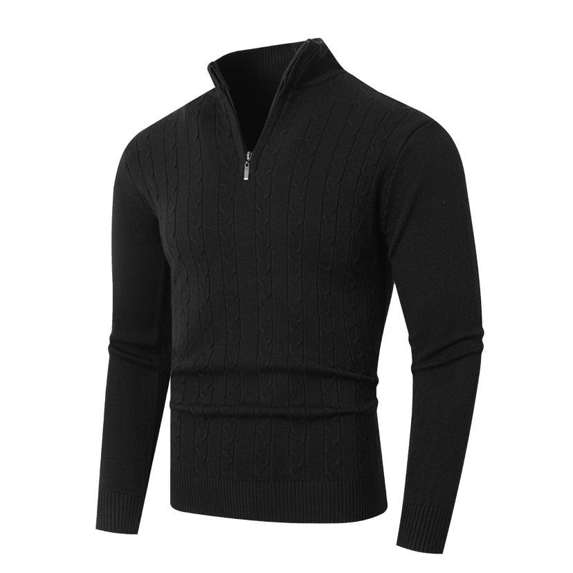 Zopfmuster-Pullover Herren | Stehkragen mit Halbzip 5