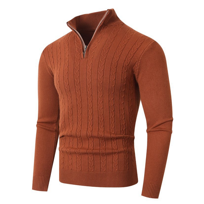 Zopfmuster-Pullover Herren | Stehkragen mit Halbzip 10