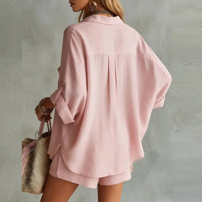 Zweiteiler Set Damen | Bluse & Shorts im Sommer-Look