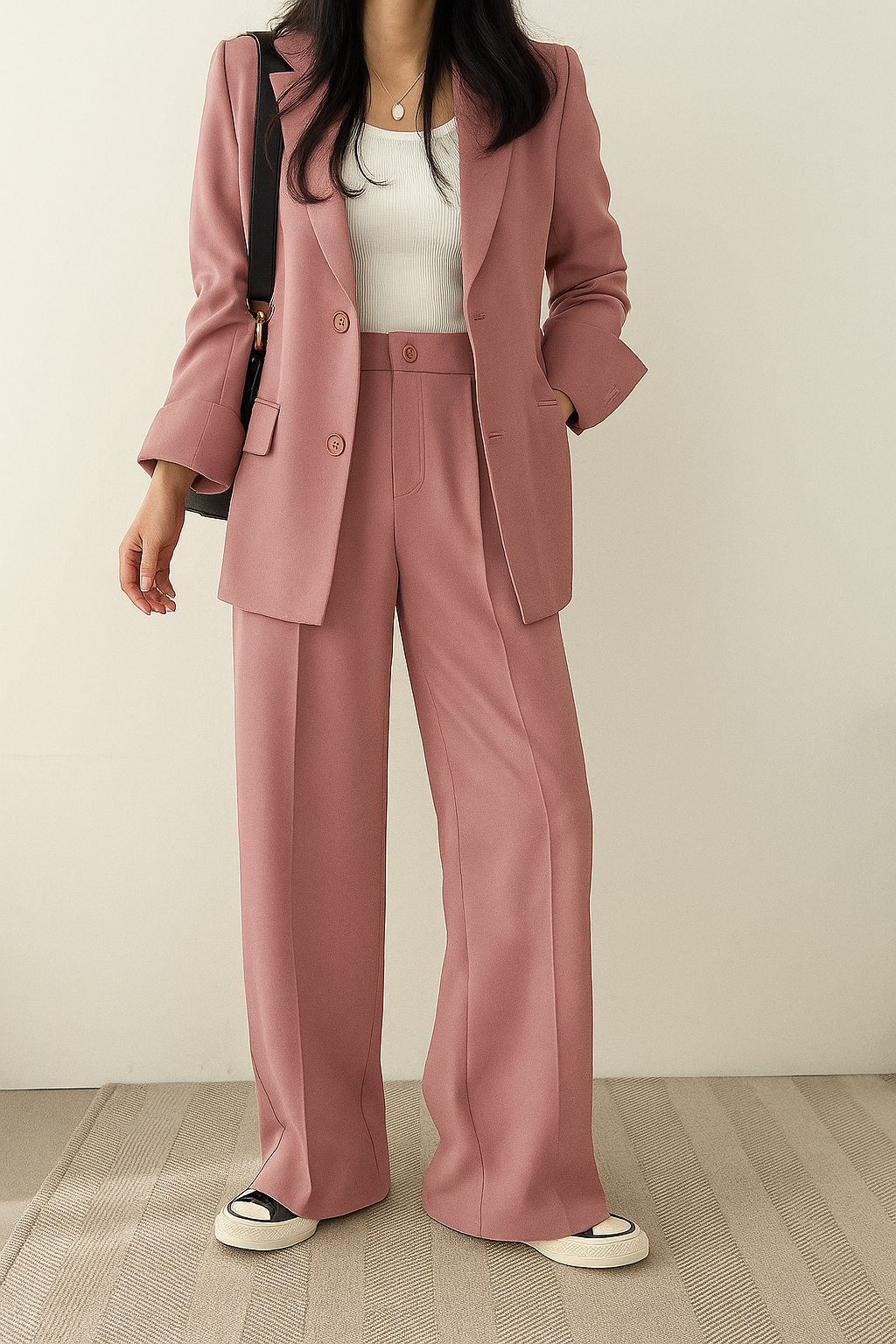 Zweiteiliges Set Damen | Blazer & Wide-Leg-Pants für klare Silhouette