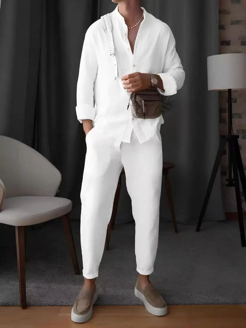 Zweiteiliges Sommeroutfit Herren | Freizeitanzug mit Stehkragen