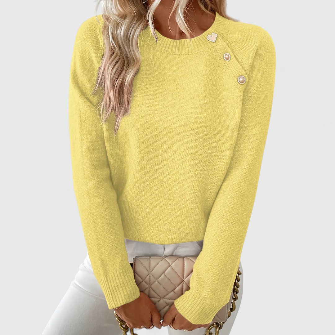 Strickpullover Damen | Zierknöpfe & Raglanärmel 11
