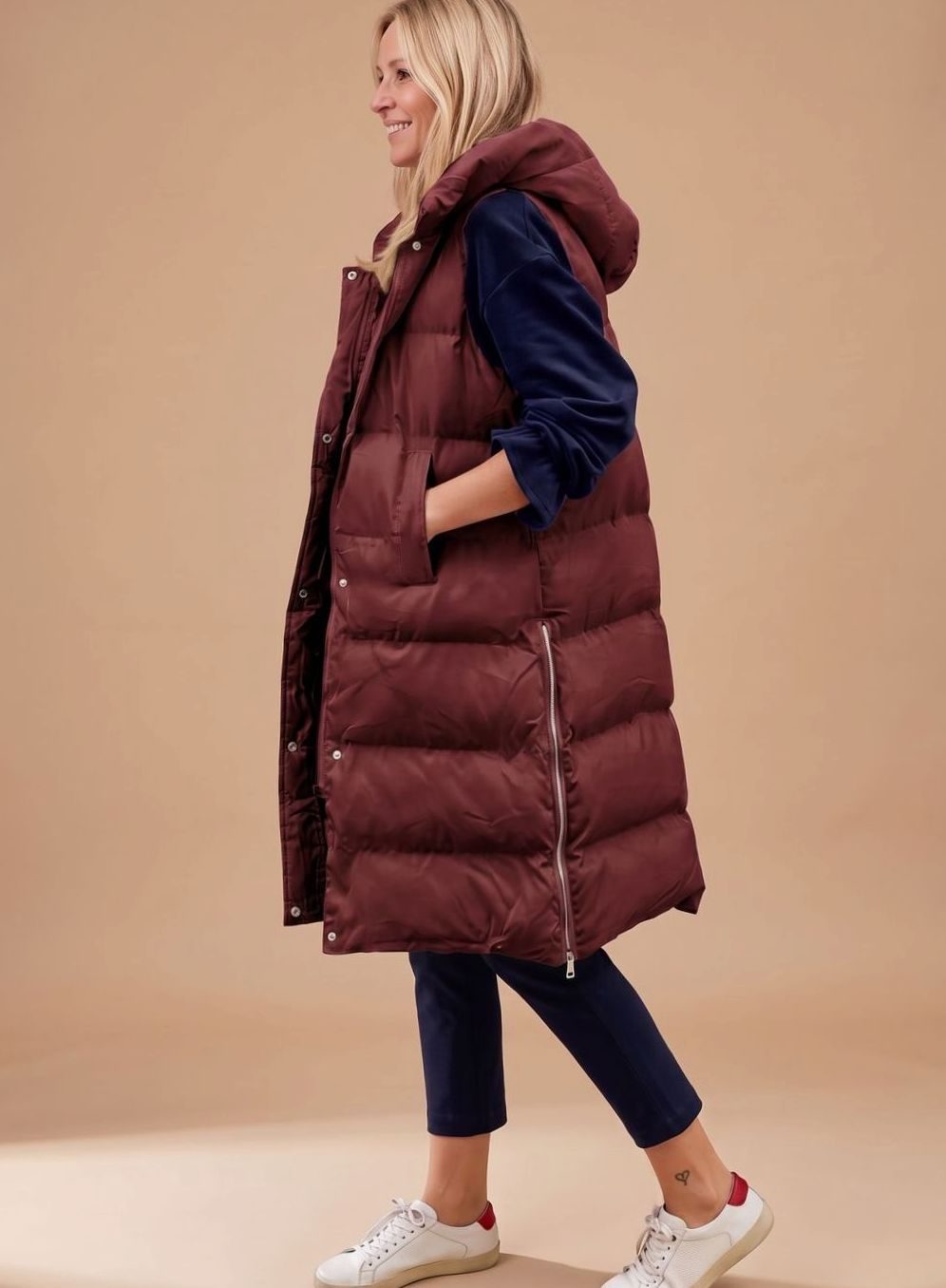 Steppweste Damen | Lang mit Kapuze 5