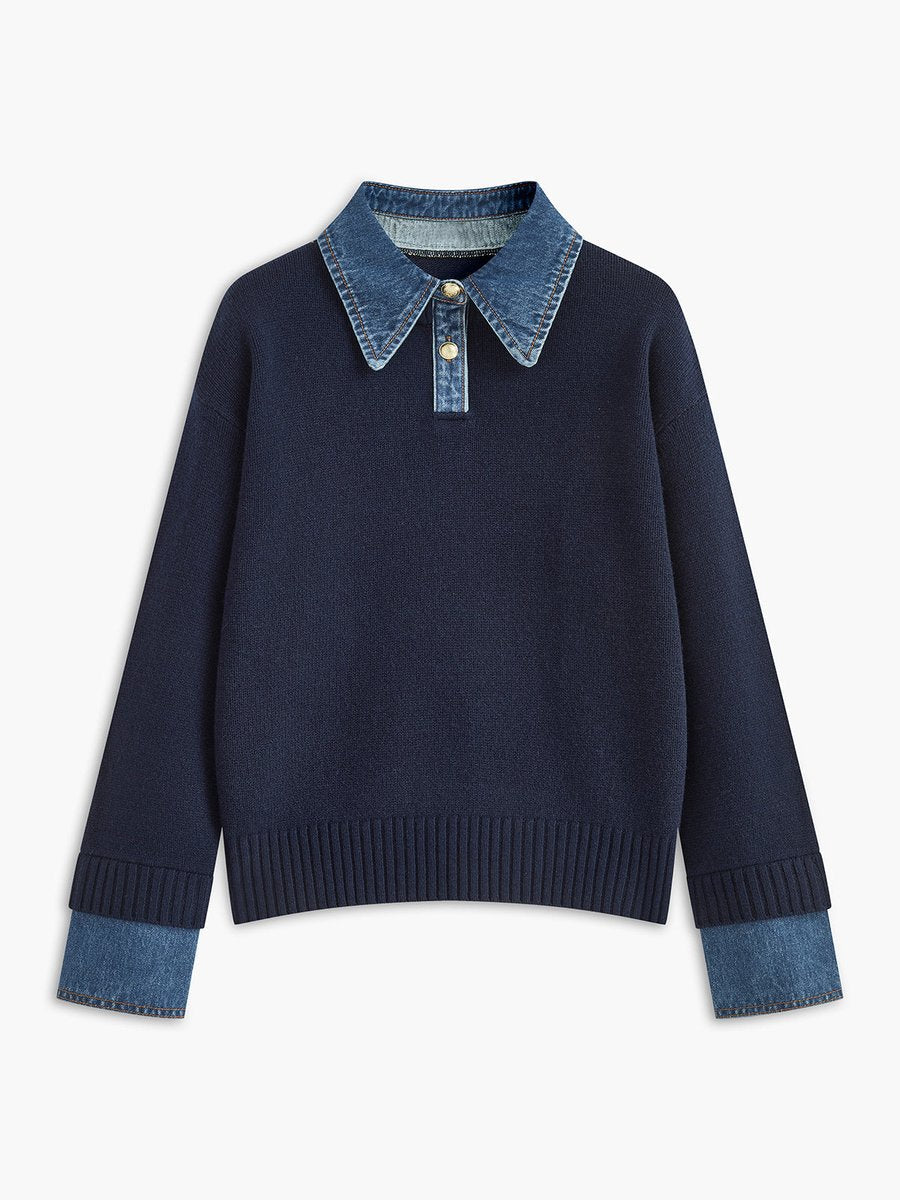 Strickpullover Damen | Jeanskragen & Eleganter Look 2