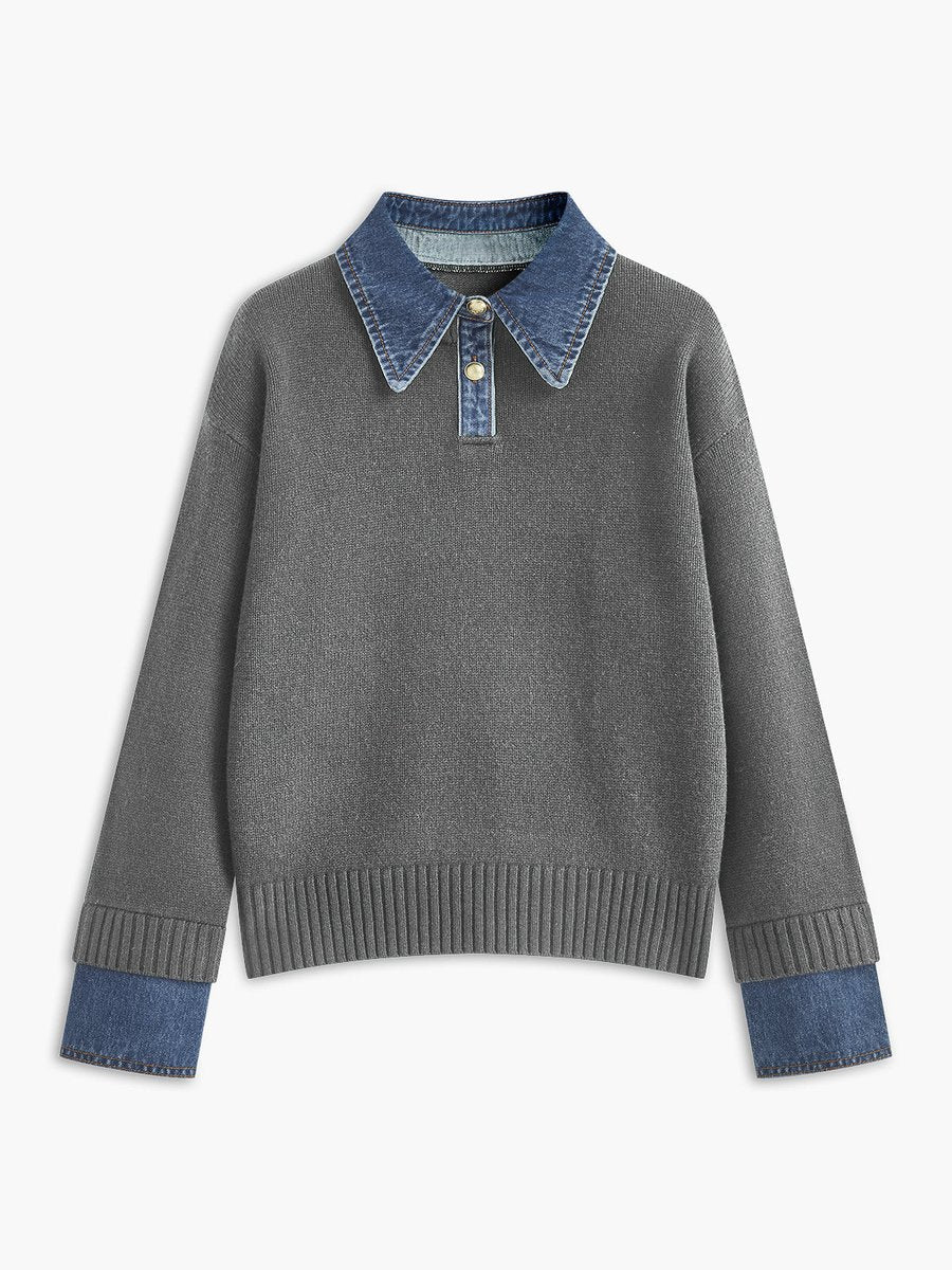Strickpullover Damen | Jeanskragen & Eleganter Look 7